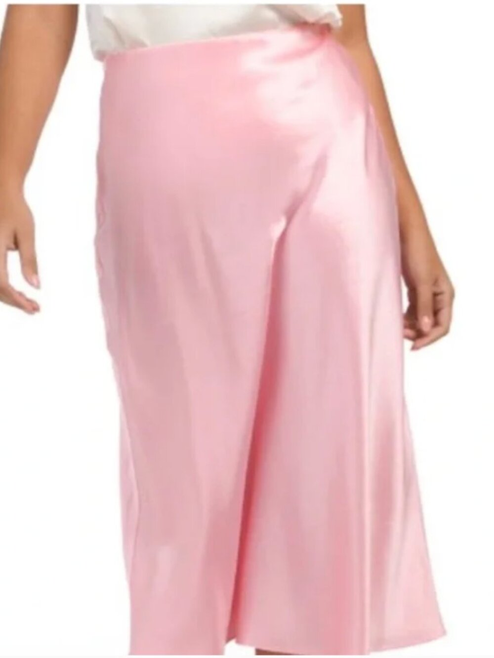 LoveShackFancy Sweet Pink Silk Satin Aldrin Midi Skirt Size M